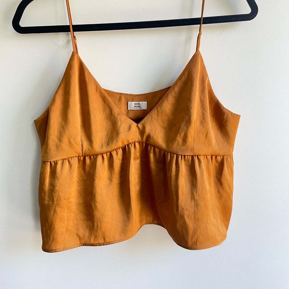 Aritzia metallic burnt orange top
